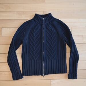 Nordstrom Full Zip Knit Sweater Black Size Medium